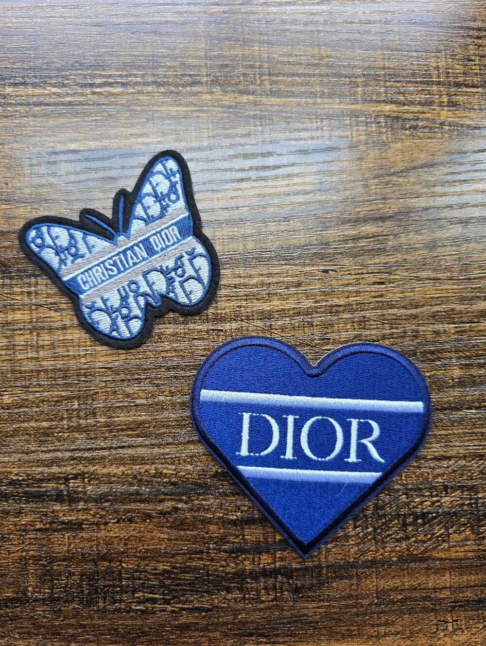 Fashion Inspired Blue Embroidered Heart & Butterfly Patches